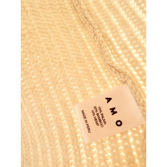 AMO Aurora Cap Sleeve V-Neck Boxy Knit Sweater Vest Natural Women's Size M / L - Picture 5 of 5